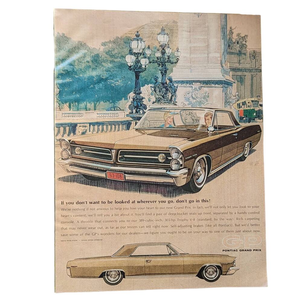 Vintage Print Ad 1963 Pontiac Grand Prix
